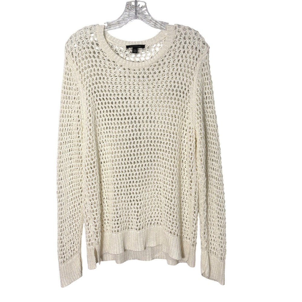 Ann Taylor Womens Open Knit Fisherman Sweater XXL Coastal Euro Summer Beachy - Picture 2 of 10
